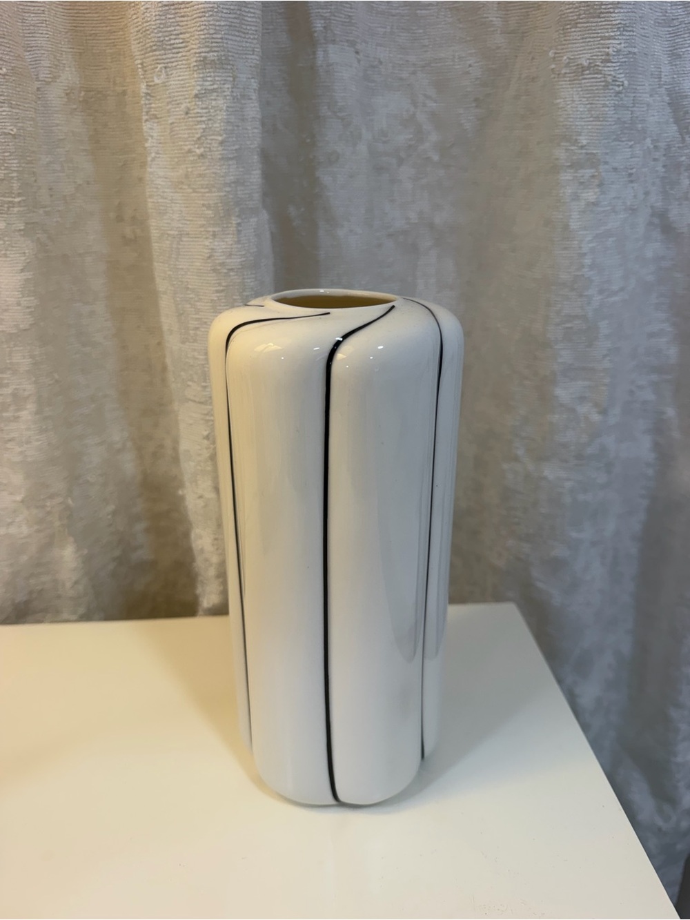 White Vase with Black Accents